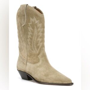 Isabel Marant Dallin Suede Western Cowboy Boots, Taupe, 39, NIB